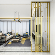 Nordic light luxury stainless steel screen aisle partition rose gold entrance porch hollow living room hotel fashion decoration
