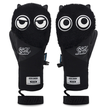 Gsou Snow ski gloves men and women waterproof thick warm single double board plush cartoon muffin thick wear