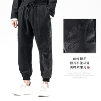 Zuo Du large size mens Chinese style pants Mens loose cotton and linen trousers Fat fat plus plus linen harem pants