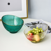 Nordic half-moon salad bowl heat-resistant glass thick bowl gold gold light luxury snacks fruit bowl salad bowl soup bowl