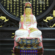 Taiwan pure copper gilt gold painted white clothes Guanyin Bodhisattva Sansheng Western Three Saints Buddha Hall home offering ornaments