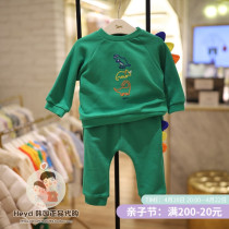 Special price ETTOI Korea small flying horse childrens clothing 2022 green childrens cute clothing suit 153055