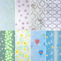 Self-adhesive bathroom toilet glass sticker light transparent opaque bedroom living room plant flower window sticker blackout window flower