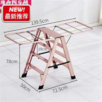  Bright clothes rack drying clothes rack single indoor h household ladder strong portable practical non-slip convenient household folding new style