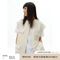RandomPiece 2022 new matte and coarse blossom with a wide shoulder sleeve design small fragrant vest coat woman