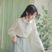 Baby collar white shirt female design sense niche thin shirt 2021 summer new French chic shirt