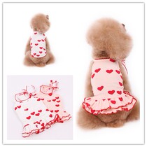 Spring and summer pet clothes cotton love Pink Print couple dress suspender skirt vest cat dog Teddy