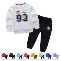 Childrens cotton white sweater black sweatpants set for men and women Spring casual digital coat cotton good quality