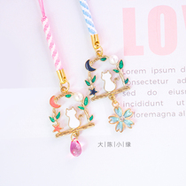 Cute Girl star Moon White cat cherry blossom swing mobile phone hanging chain creative hand made mobile phone pendant U disk pendant