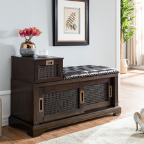American Solid Wood Changing Shoes Stool Doorway Possible Shoes Cabinet Xuanguan Shoe Racks Multifunction Storage Shoes Stool Storage Wearing Shoes Stool