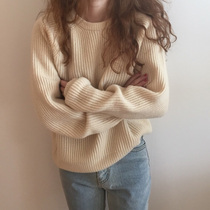 Long sleeve sweater women loose wear 2020 New lazy wind loose round neck sleeve with knitted base shirt