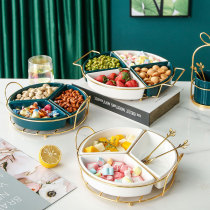 Nordic Ceramic Snack Separation Bowl Trays Home Living Room Candy Dried Fruits Tray Creative Snacks Storage Box