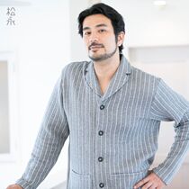 Matsuyong winter mens pajamas thickened striped knitted modal cotton air layer home clothing set warm