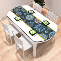 Oval tablecloth waterproof and oil-proof disposable pvc table mat new Chinese household plastic coffee table mat anti-hot thick