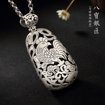 S925 pure silver duozodiac zodiac life The Buddha pendant amulet pendant mens safety and safety without chain