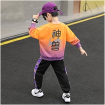 Next win Boys set 2021 spring and autumn small children round neck long sleeve gradient clothes handsome two-piece tide