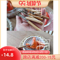 Spot Japan imported stainless steel fruit wooden handle fork dessert fork dessert fork afternoon tea cake fork snack fork