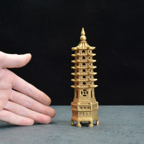 Copper rib transport aid study Copper ornaments Nine-layer Wenchang Tower desktop small ornaments Feng Shui copper vintage pure copper solid core