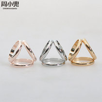 DOUilus three ring silk towel buckle square scarf shawl knot button elegant simple accessories gold and silver rose gold pure copper
