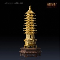  Copper master Wenchang Tower gold all-copper home crafts living room ornaments Real gold gold leaf paste gift box