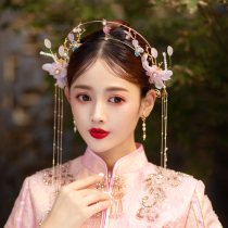 Chinese headdress suit Hanfu costume glaze flower tassel double layer beautiful Super fairy hair hoop wedding wedding hair accessories