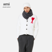 AMI unisex 22 autumn and winter new love wool embroidery casual trend loose cardigan sweater