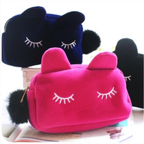 Playful cat large capacity cosmetic bag Korean cute handbag female small bag bag coin purse