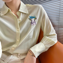 Su Embroidery double-sided embroidery flower cow 19mm silk crepe shirt shirt