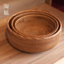 Vietnam autumn rattan woven fruit plate Refreshment box Melon seed plate Fruit basket Nut box Creative storage box Tea set accessories