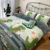 Must enter it is not cold in winter anti-static soft A- faced cotton B- side 190g baby velvet four-piece set