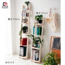 Japan-style Living Room Trapezoidal Bookshelf Separator Shelf Decorative Shelf Multilayer Partition Shelf Floor Creative Solid Wood Environmental Protection