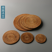 Rattan coaster tea mat cup holder set tea ceremony Tea Set iron pot heat insulation cushion pot cushion purple sand pot holder set accessories
