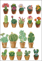 Cross stitch heavy drawing source file cactus ball set