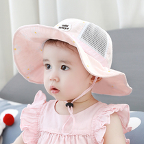  Baby hat Summer thin fisherman hat big brim Baby sun hat Mesh basin hat breathable sunscreen shade