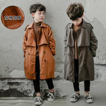 Boy coat autumn and winter Korean version with long style 2021 winter clothes new children foreign air windweaters big boy handsome big clothes