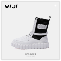 WiJI WORLD WOMEN SHOES 2022 Spring new light luxury Inn Wind Martin boots white Biscuits Thick Bottom Heightening Shoes Women