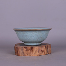 Imitation Song Ru kiln sky blue glaze open piece small bowl antique antique antique porcelain old goods folk collection old items ornaments