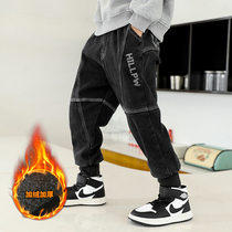 Childrens clothing boys winter jeans Korean tide children plus velvet thickened autumn and winter models