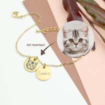Customized photo engraved bracelet couples hand-drawn pet cat dog and European and American style hand dress simple personality gift