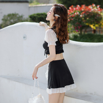 Korean high waist belly cover thin fairy fan small chest sexy hot spring split Japanese swimsuit women 2021 new