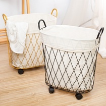 Household Gold dirty clothes basket Nordic ins wind Bathroom dirty clothes storage basket Iron art light luxury laundry basket toy bucket