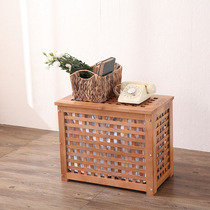 Tail single oak pure solid wood grid cloth bag clothes box storage storage box stool side cabinet corner cabinet coffee table can sit