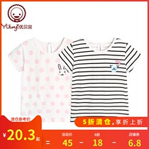 (Limited time 50% off)Youbeiyi Ice porcelain Cotton Girls  short-sleeved T-shirt Childrens casual top summer T-shirt