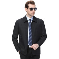 2020 Brand Jacket Mens Spring and Autumn Wool Jacket Mens Thin Mid-aged Lapel Mens Jacket Daddy Dress