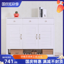 Reinforced simple modern solid wood shoe cabinet pine shoe cabinet economical 3-door adjustable foyer shoe cabinet can be customized