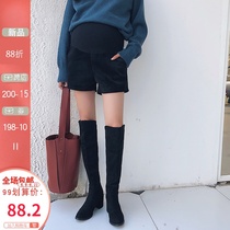 Fashion gold velvet shorts autumn and winter pregnant women wear 2021 New Tide thin belly wide legs loose straight pants