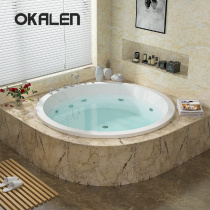 Okellen round bathtub embedded household small apartment Acrylic double surf massage tub 1 3 meters