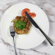 Steak knife and fork plate set three-piece Western plate Household Western couple 10-inch steak plate flat plate