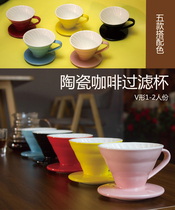 V601-2 people with spiral pattern hand punch ceramic coffee drip filter cup black red blue yellow powder six color drip filter Cup