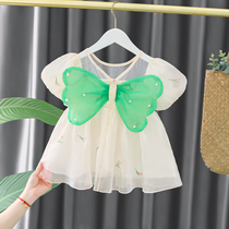 One-year-old girl summer dress 2023 new dress foreign style baby girl puff sleeve princess dress childrens clothing Korean version three-year-old